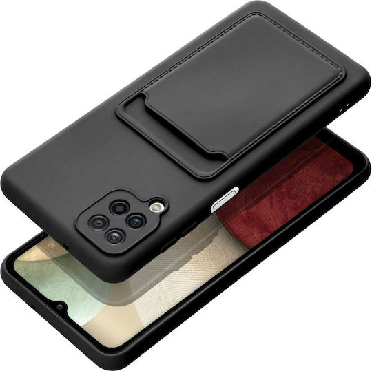 Forcell Card Umschlag Rückseite Silikon mit Kartenhalter Schwarz (Galaxy A12)