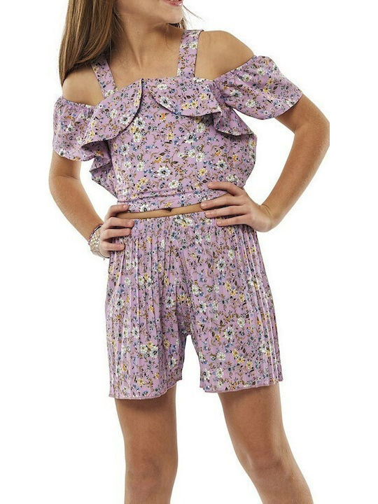 Εβίτα Kids Set with Shorts Summer 2pcs Lilac