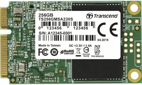 Transcend 230s SSD 256GB Тип mSATA с Връзка SATA III TS256GMSA230S