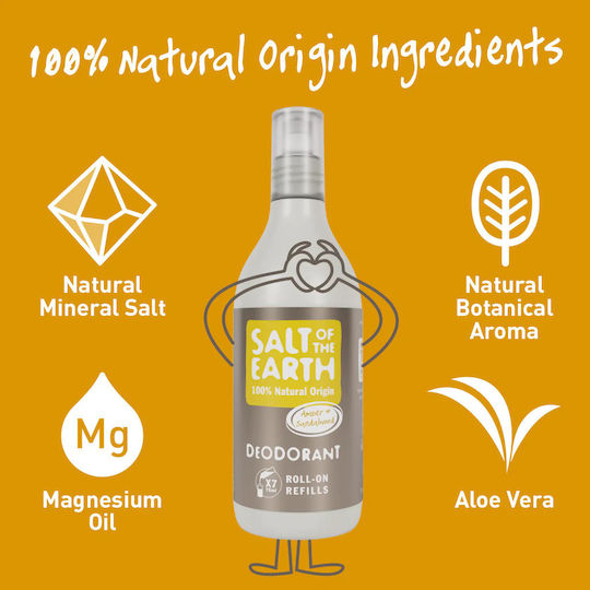 Salt of the Earth Amber & Sandalwood Φυσικό Αποσμητικό Refill Χωρίς Αλουμίνιο 525ml