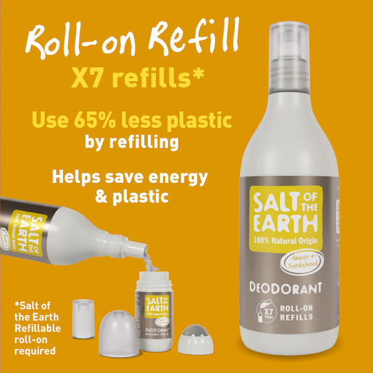 Salt of the Earth Amber & Sandalwood Φυσικό Αποσμητικό Refill Χωρίς Αλουμίνιο 525ml