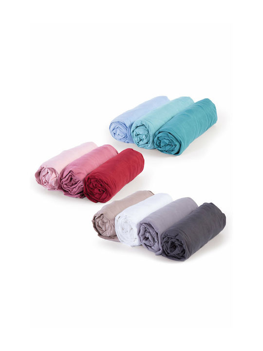 Nef-Nef Homeware Sheet Super-Double with Elastic 160x200+30cm. Jersey 970 Bordeaux