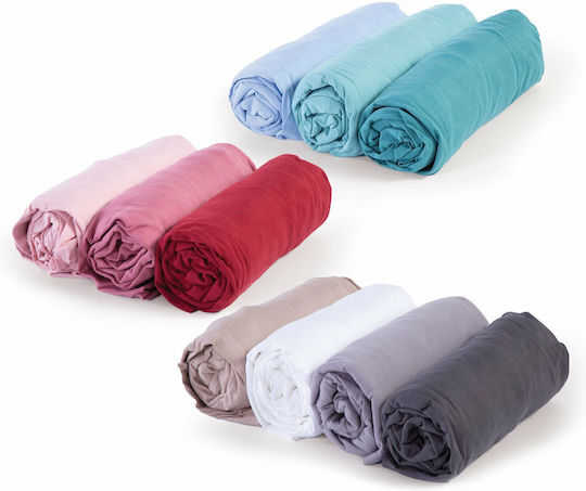 Nef-Nef Homeware Sheet Super-Double with Elastic 160x200+30cm. Jersey 970 Bordeaux