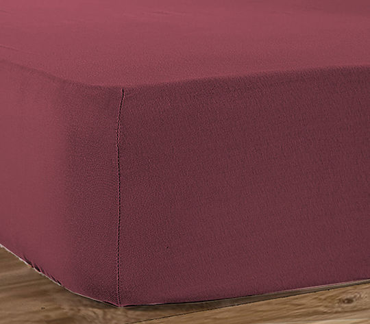 Nef-Nef Homeware Sheet Super-Double with Elastic 160x200+30cm. Jersey 970 Bordeaux