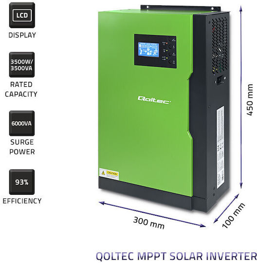 Qoltec Hybrid Off-Grid Τροποποιημένου Ημιτόνου Wechselrichter Ισχύος 3500W με Nenn-Eingangsspannung 24V 53886