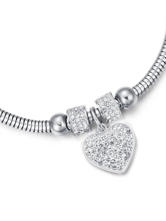 Luca Barra Bracelet with design Heart made of Steel with Zircon