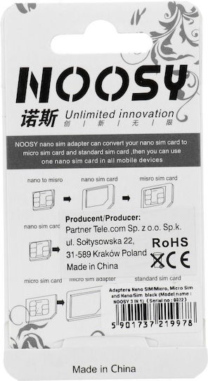 Noosy 3in1 SIM Adapter σε Μαύρο χρώμα