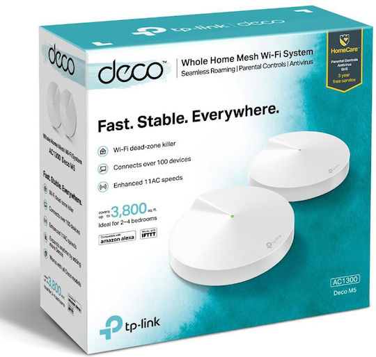 TP-LINK Deco M5 v3 WiFi Mesh Network Access Point Wi‑Fi 5 Dual Band (2.4 & 5GHz) in Double Kit