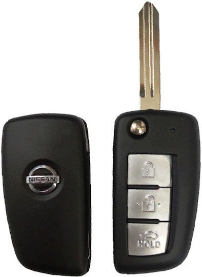 Nissan Ключодържател за автомобил с острие Сгъваемо с 3 бутона за Нисан Сгънат и острие NSN14