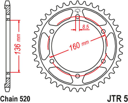 JT Sprockets Pinion spate 45 Dinti pentru Aprilia Tuareg 350 1987-1992