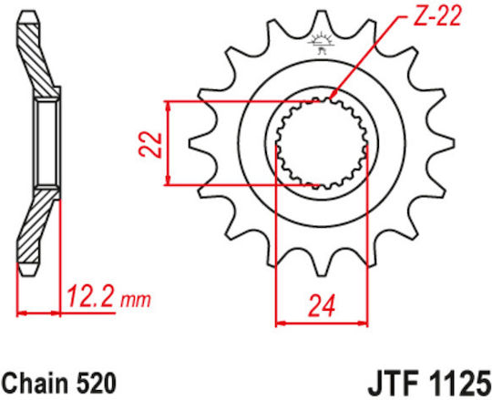 JT Sprockets Γρανάζι Μπροστά 15 Δοντιών για Aprilia Pegaso 600
