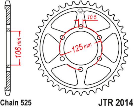 JT Sprockets Γρανάζι Πίσω 47 Δοντιών για Triumph Daytona