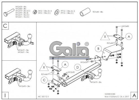 Galia Abschlepphaken Auto Suzuki Ignis