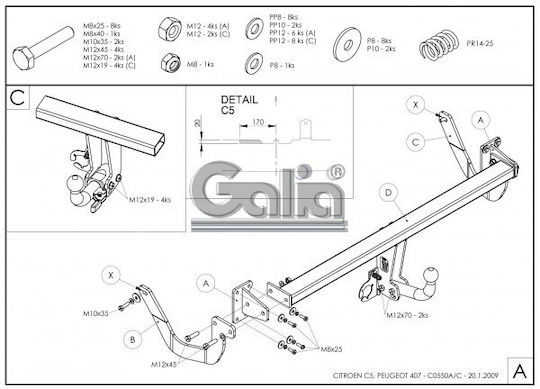 Galia Abschlepphaken Auto Peugeot 407