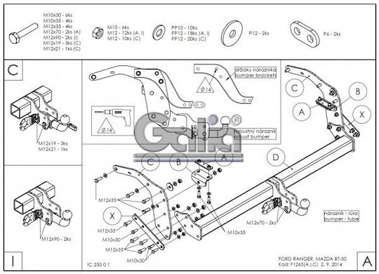 Galia Abschlepphaken Auto Ford Ranger