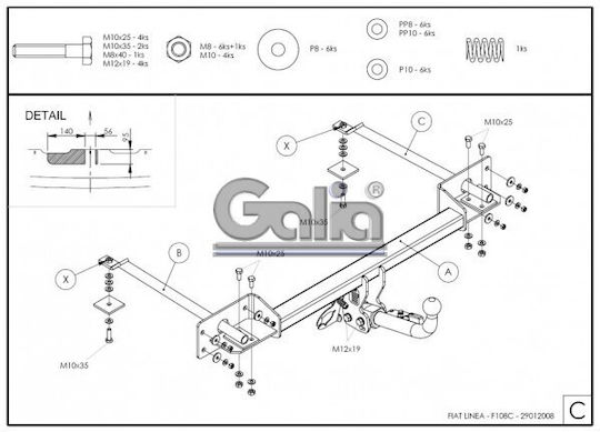 Galia Abschlepphaken Auto Fiat Linie