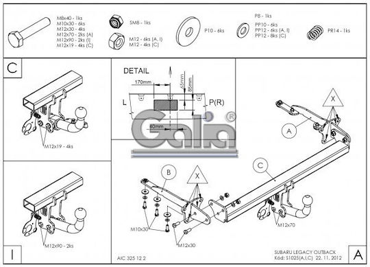 Galia Abschlepphaken Auto Subaru Erbe
