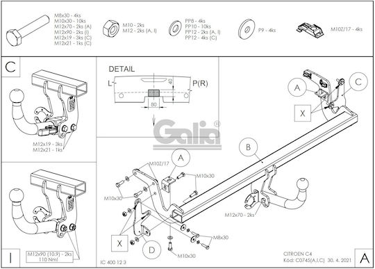 Galia Abschlepphaken Auto Citroen C4
