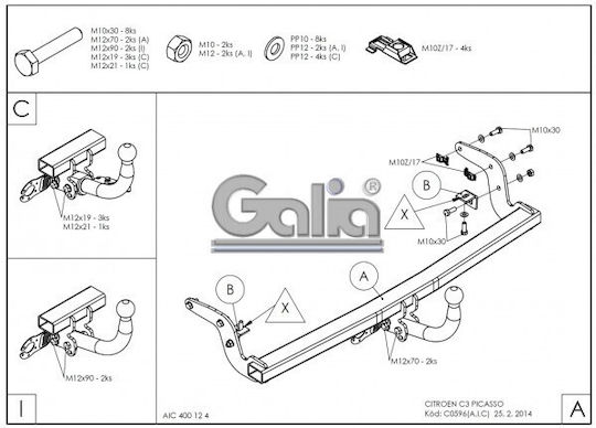 Galia Abschlepphaken Auto Citroen C3 Picasso