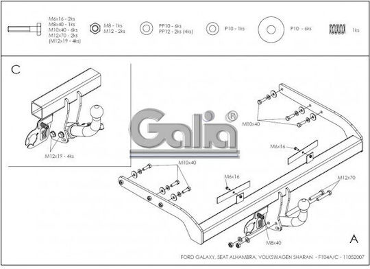 Galia Abschlepphaken Auto Ford Galaxie
