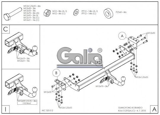 Galia Abschlepphaken Auto SsangYong Korando
