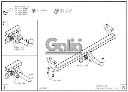 Galia Abschlepphaken Auto Toyota RAV 4