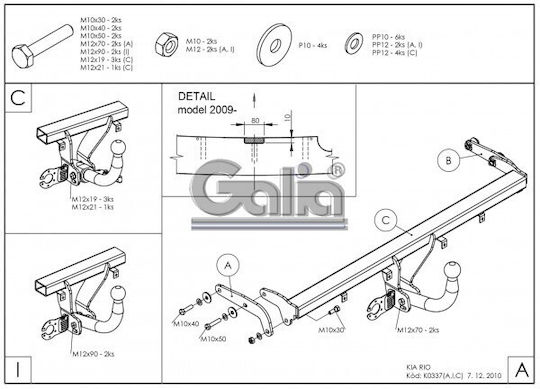 Galia Abschlepphaken Auto Kia Rio