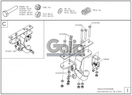 Galia Abschlepphaken Auto Nissan Pfadfinder