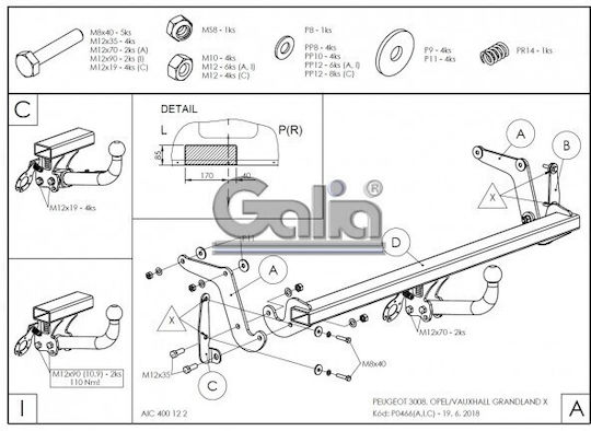 Galia Abschlepphaken Auto Peugeot 3008