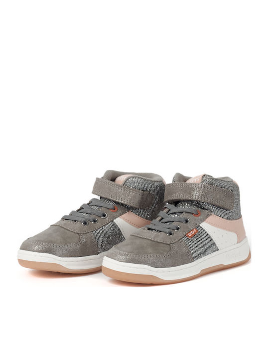 Kickalien Παιδικά Sneakers High Ανατομικά με Σκρατς Γκρι