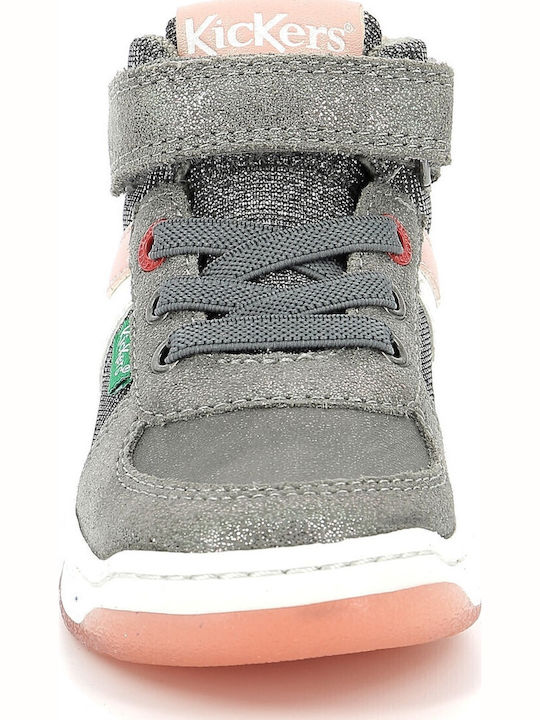Kickalien Παιδικά Sneakers High Ανατομικά με Σκρατς Γκρι