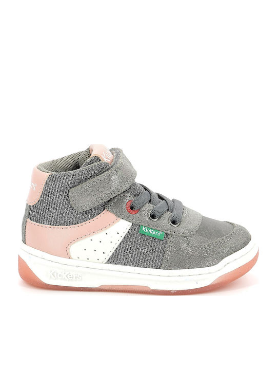 Kickalien Παιδικά Sneakers High Ανατομικά με Σκρατς Γκρι