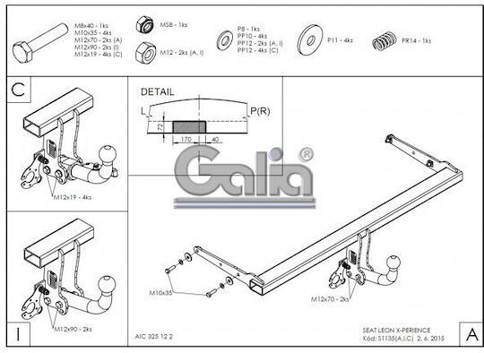 Galia Automatic Tow Hook Car Seat Leon Perience Kombi 4wd 2014-2017 Automatic Maximum Towing Weight 2000kg
