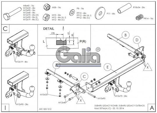 Galia Abschlepphaken Auto Subaru Erbe