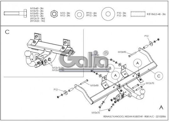 Galia Abschlepphaken Auto Renault Kangoo