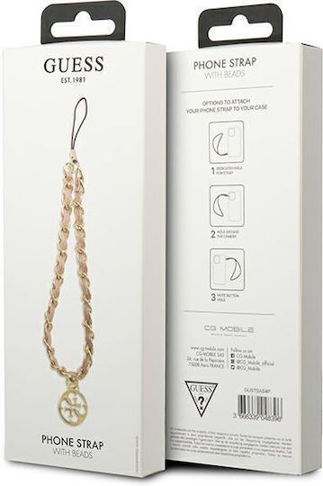 Guess Chain Metal 4G Charm Phone Wrist Strap for Mobile Pink
