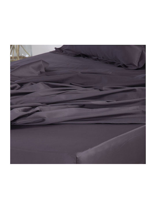 Nef-Nef Homeware Sheet Super-Double with Elastic 160x200+35cm. Elements Anthracite