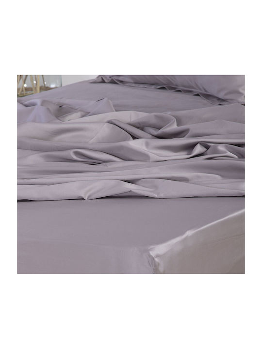 Nef-Nef Homeware Sheet Super-Double with Elastic 160x200+35cm. Elements Grey