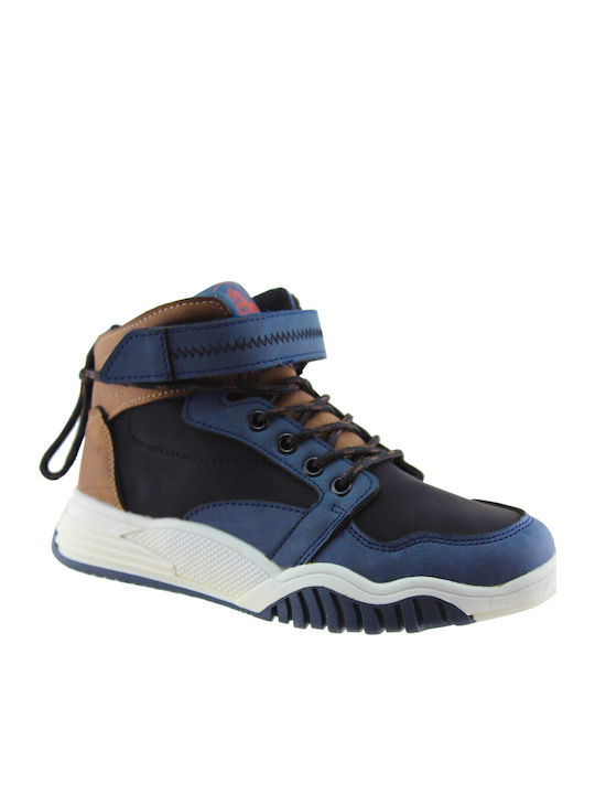 Παιδικά Sneakers High Ανατομικά με Σκρατς Μπλε