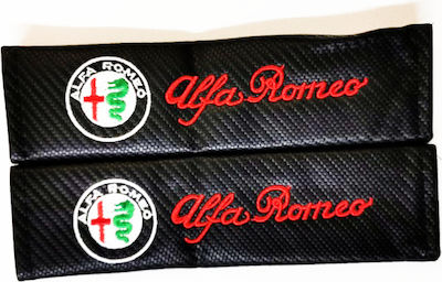 Set of 2pcs Car Seat Belt Pads Black Carbon Alfa Romeo