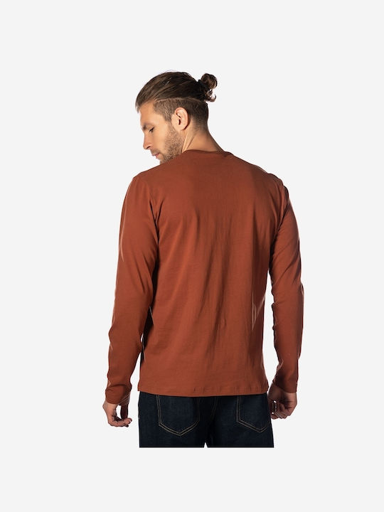 Brokers Jeans Bluza Bărbătească cu Mânecă Lungă cu butoane Cognac