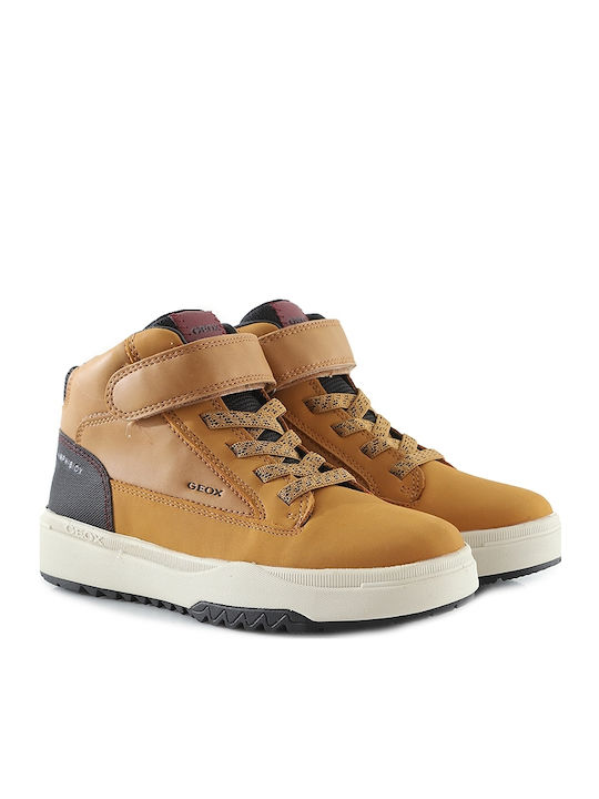 Bunshee Παιδικά Sneakers High Ανατομικά με Σκρατς Καφέ
