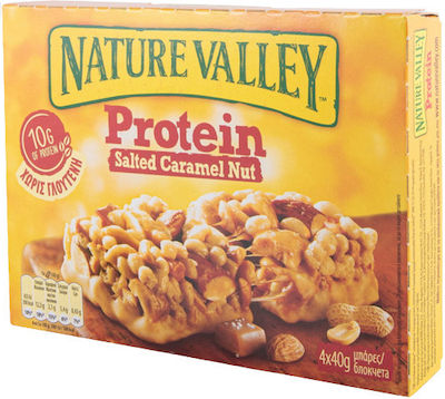 Nature Valley Batoane cu 10gr Proteină & Aromă Nucă cu caramel sărat 4x40gr