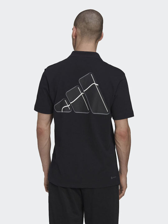 Adidas Clubhouse 3-Bar Ανδρικό T-shirt Polo Μαύρο