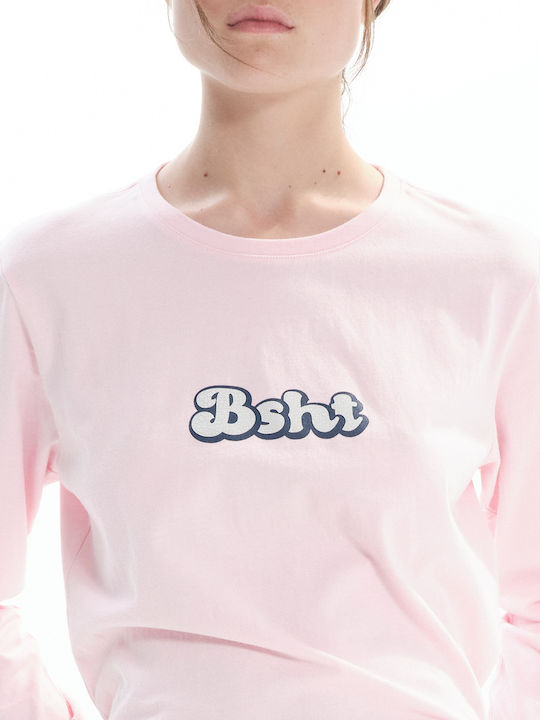 Women's Long Sleeve Cotton Blouse Pale Pink