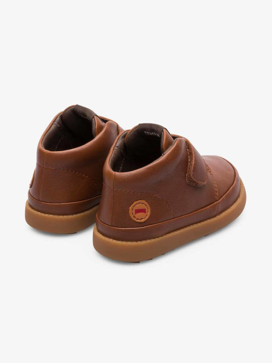 Bryn Leather Kids Boots with Velcro Brown
