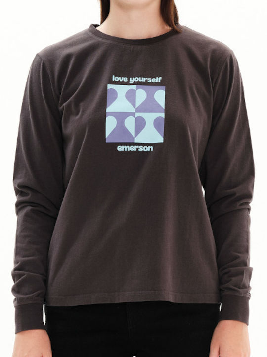 Love Yourself Women's Athletic Blouse Long Sleeve Off Black