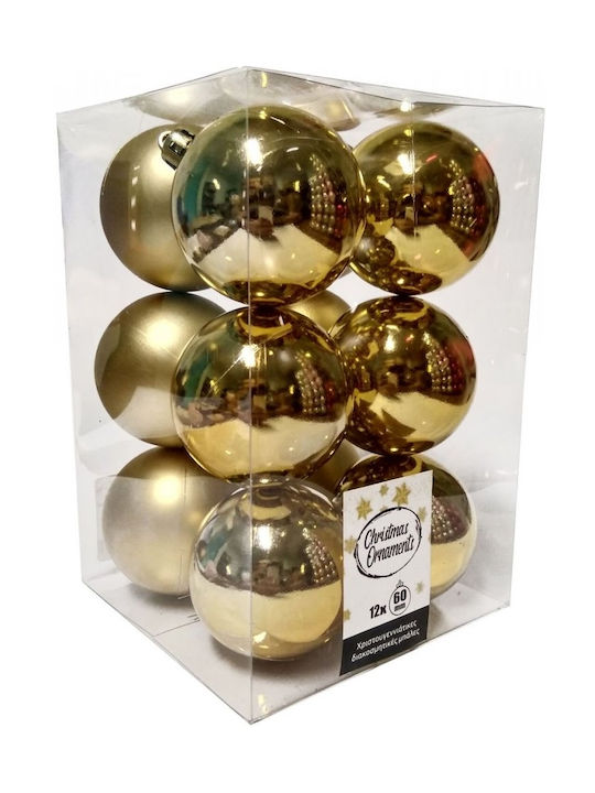 TnS Weihnachtshänger Kugel Ornament Plastik Gold 6cm Set 12Stück