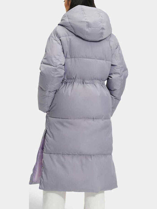 Keeley Women's Long Puffer Jacket Waterproof for Winter with Hood Cloudy Grey