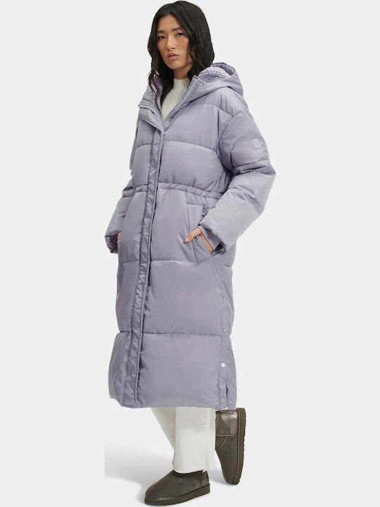 Keeley Women's Long Puffer Jacket Waterproof for Winter with Hood Cloudy Grey